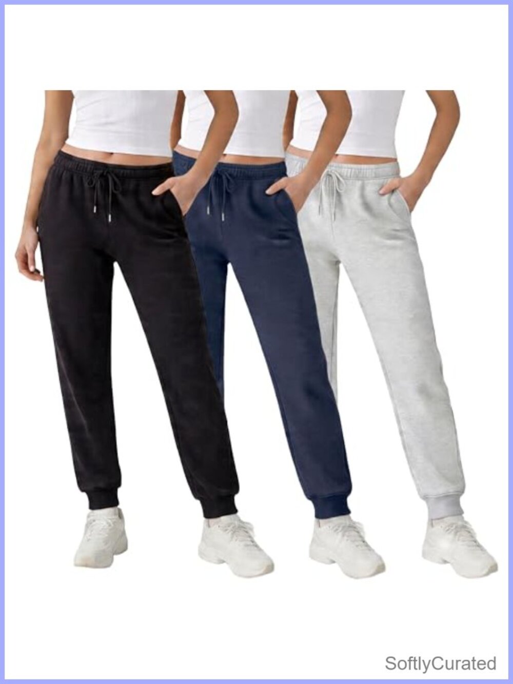 Fleece Joggers for Women Slim Fit Sweatpants with Deep Pockets